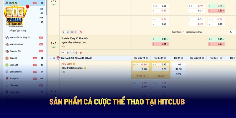 Sản Phẩm Cá Cược Thể Thao Tại Hitclub