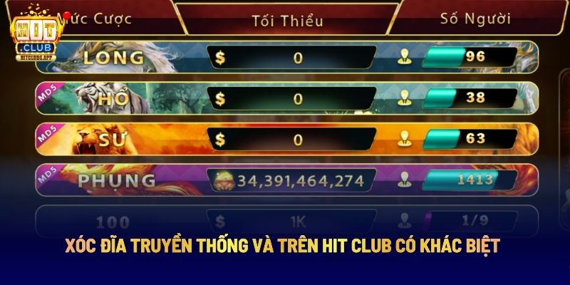 Xóc đĩa truyền thống và trên Hit Club có khác biệt